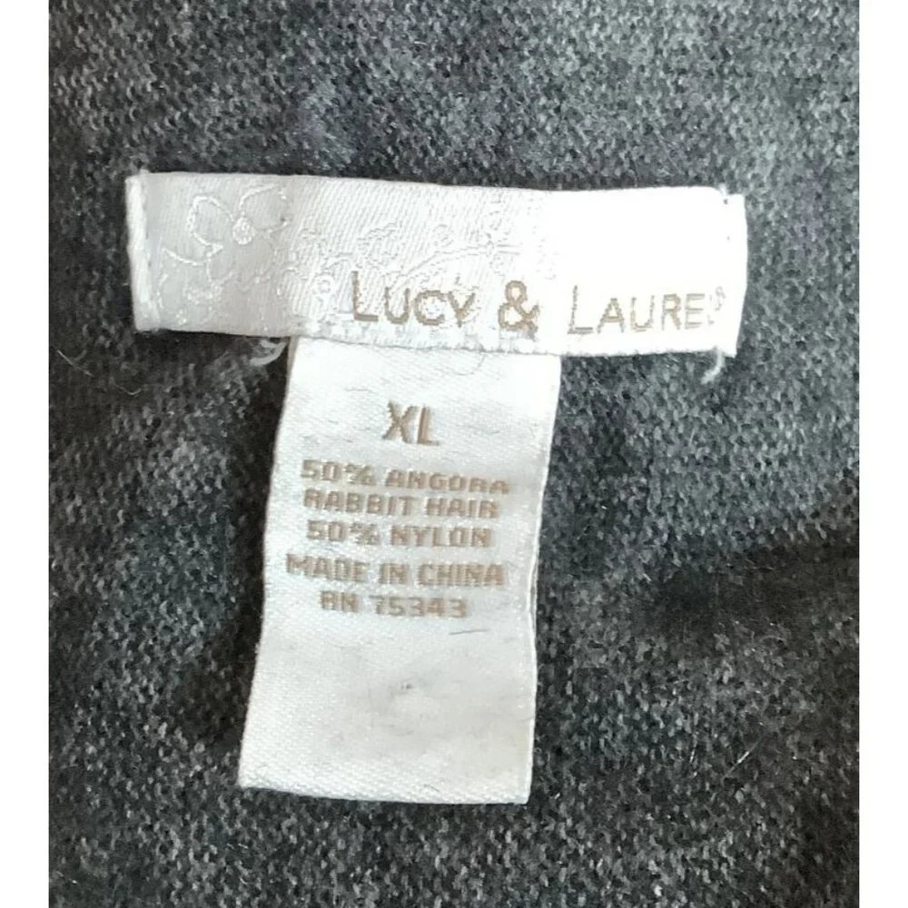 Lucy & Laurel Angora Blend Waterfall Cardigan XL Womens Gray - Picture 3 of 4